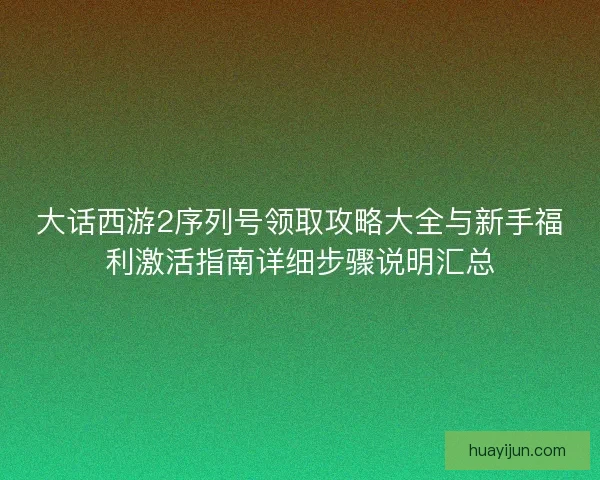 大话西游2序列号领取攻略大全与新手福利激活指南详细步骤说明汇总